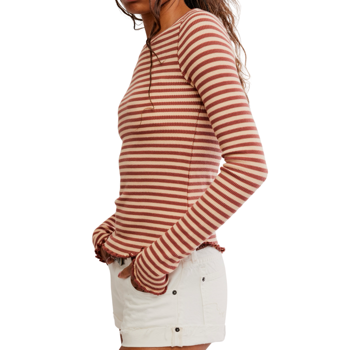 Easy Does It Striped Tee in Brown