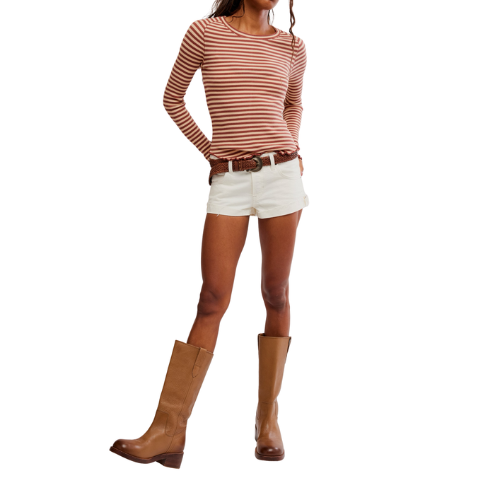 Easy Does It Striped Tee in Brown
