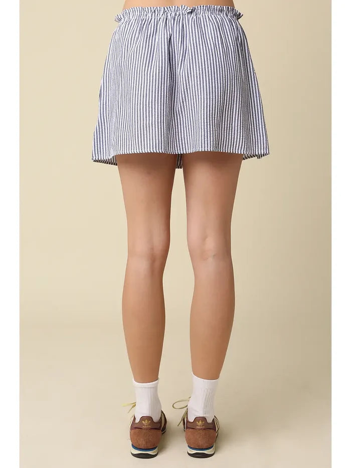 Effie Stripe Mini Skirt in Navy - Madison's Niche