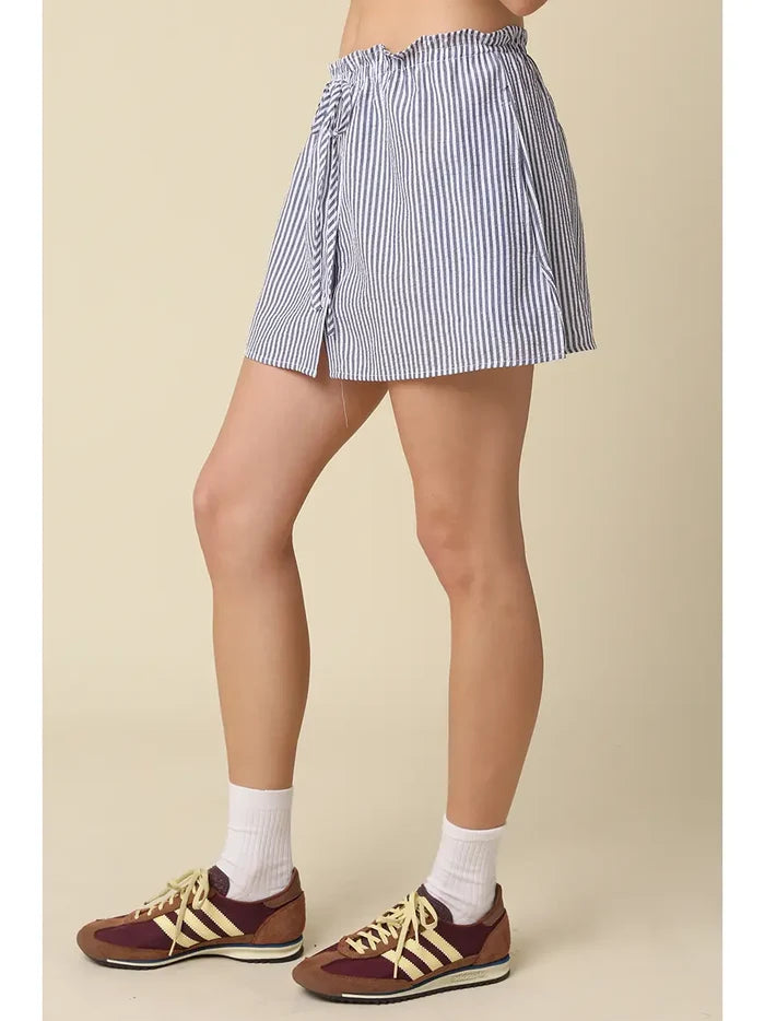Effie Stripe Mini Skirt in Navy - Madison's Niche