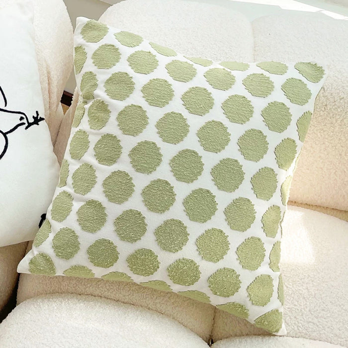 Flat lay of Elegant Vibe Pillow Cover with dots pattern.