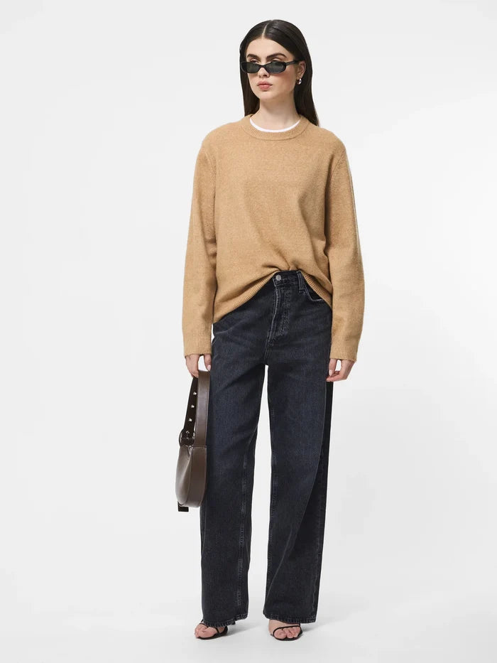 Emilia Knit Boyfriend Pullover in Camel - Madison's Niche