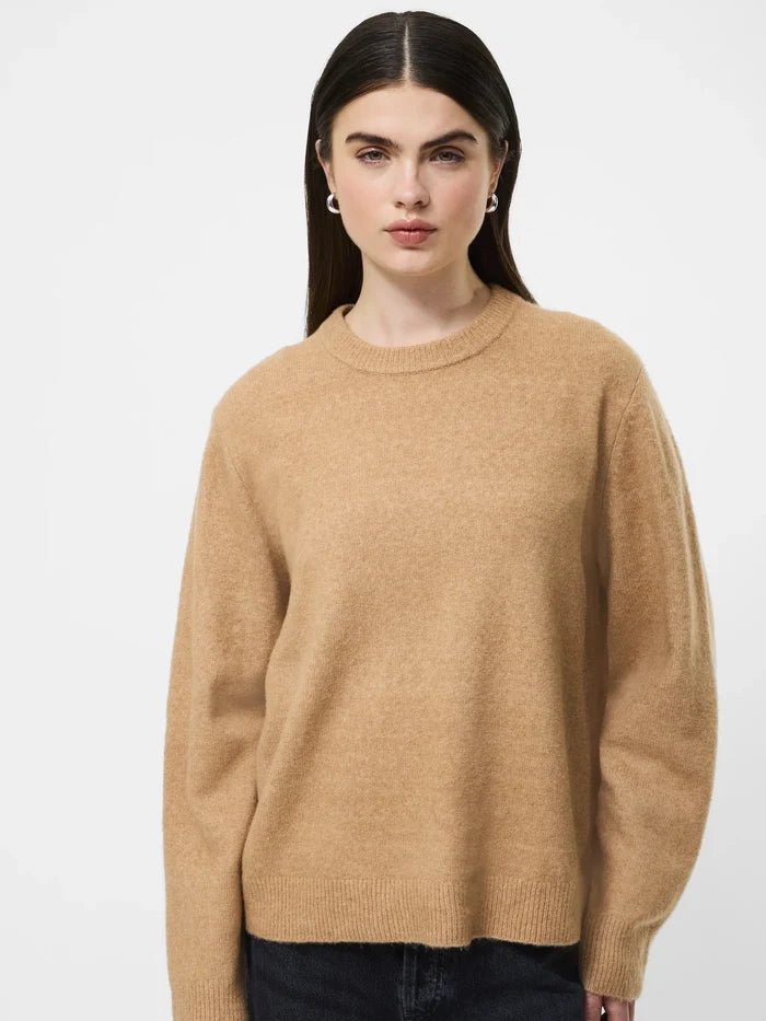 Emilia Knit Boyfriend Pullover in Camel - Madison's Niche