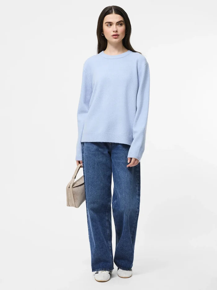 Emilia Knit Boyfriend Pullover in Moon Mist - Madison's Niche