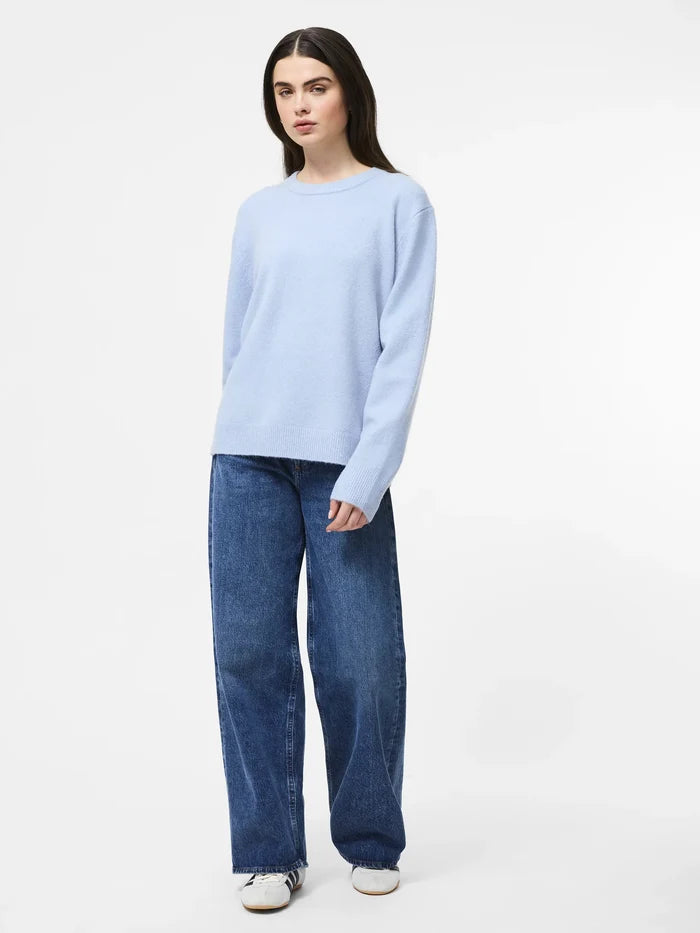 Emilia Knit Boyfriend Pullover in Moon Mist - Madison's Niche