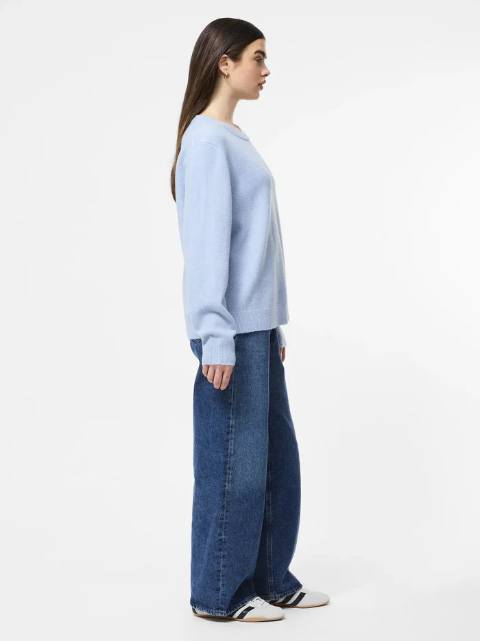 Emilia Knit Boyfriend Pullover in Moon Mist - Madison's Niche