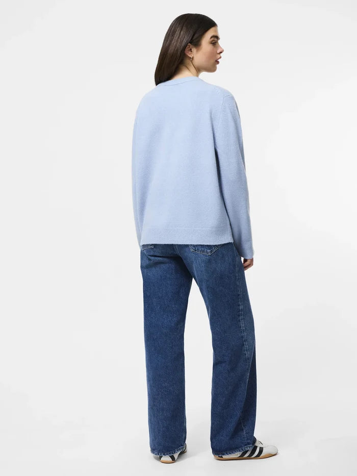 Emilia Knit Boyfriend Pullover in Moon Mist - Madison's Niche