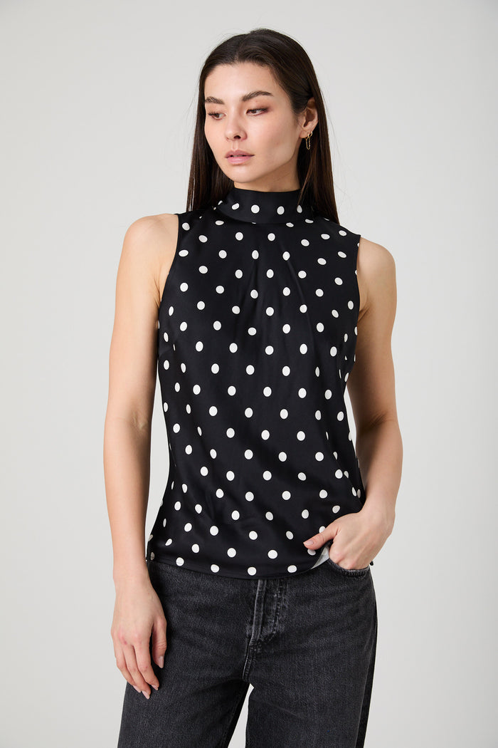 Ennis Satin Polka Dot Bow Top