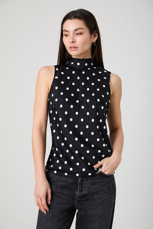 Ennis Satin Polka Dot Bow Top