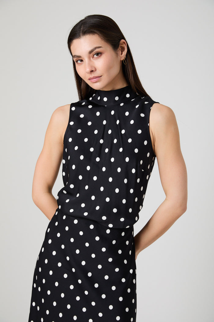 Ennis Satin Polka Dot Bow Top