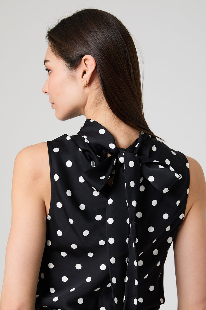 Ennis Satin Polka Dot Bow Top