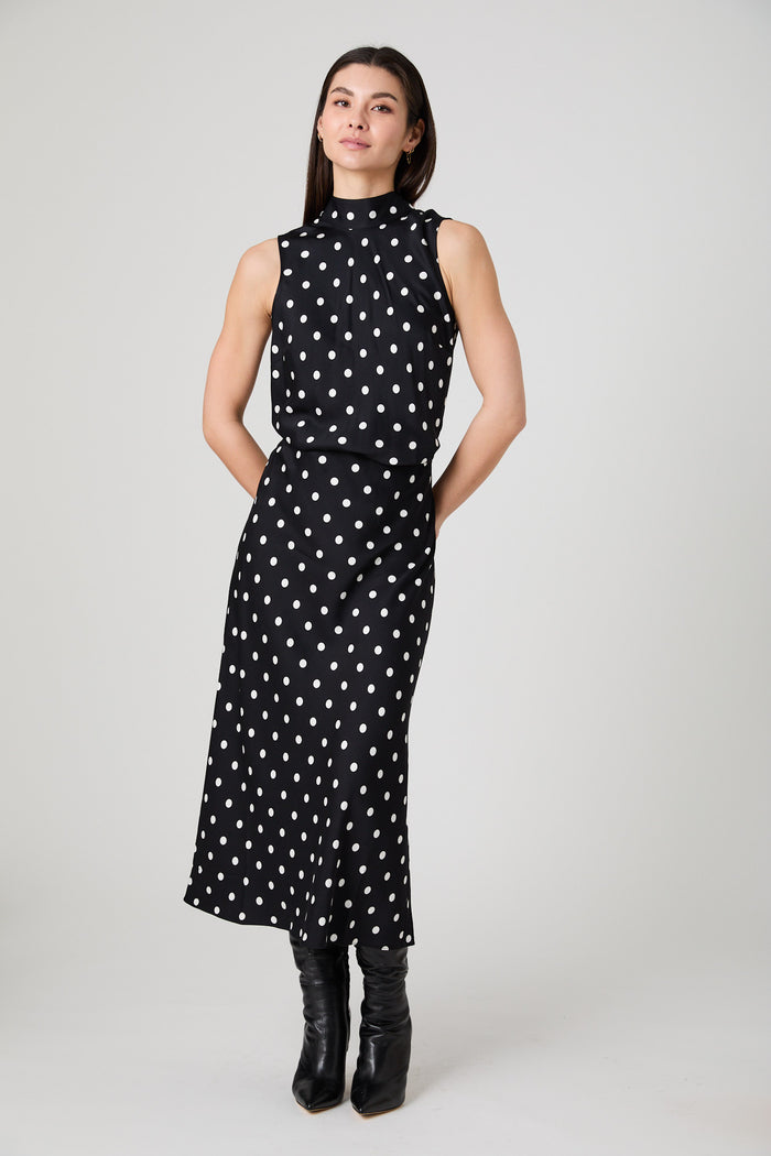 Ennis Satin Polka Dot Bow Top
