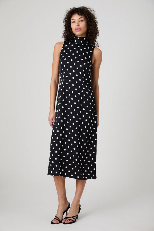 Ennis Satin Polka Dot Midi