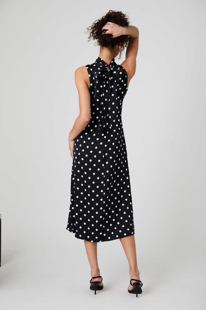 Ennis Satin Polka Dot Midi