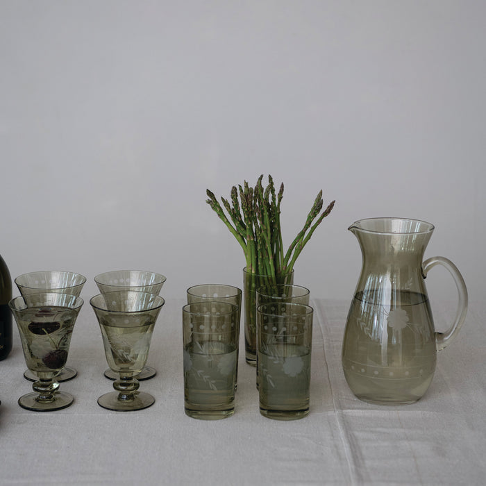 Etched Green Pitcher