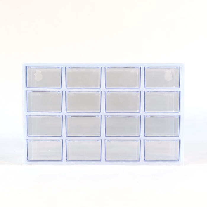 Everything Mary Clear 16-Drawer Organizer – Wall-Mountable Plastic Storage Cabinet for Crafts, Jewelry, Beads & Small Parts