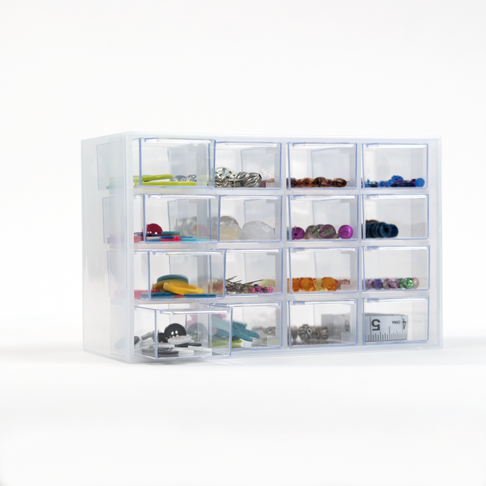 Everything Mary Clear 16-Drawer Organizer – Wall-Mountable Plastic Storage Cabinet for Crafts, Jewelry, Beads & Small Parts