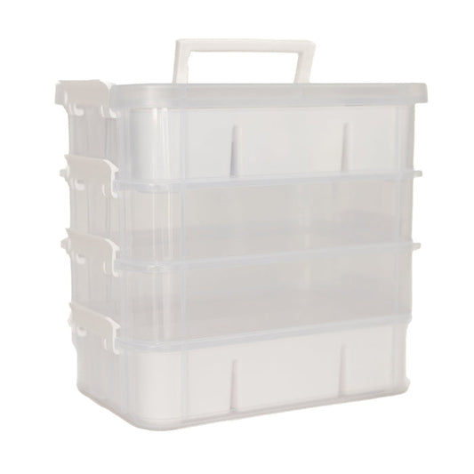 Everything Mary Clear 4-Tier Stackable Snap Box Storage – Plastic Craft Organizer for Sewing and DIY Supplies