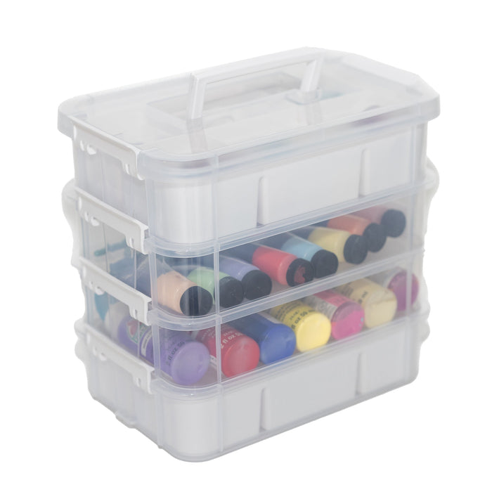 Everything Mary Clear 4-Tier Stackable Snap Box Storage – Plastic Craft Organizer for Sewing and DIY Supplies