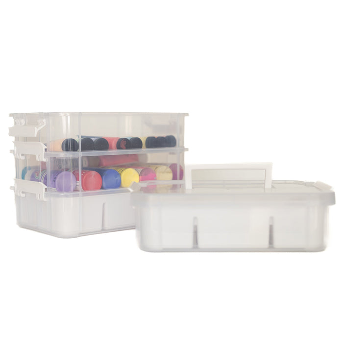 Everything Mary Clear 4-Tier Stackable Snap Box Storage – Plastic Craft Organizer for Sewing and DIY Supplies