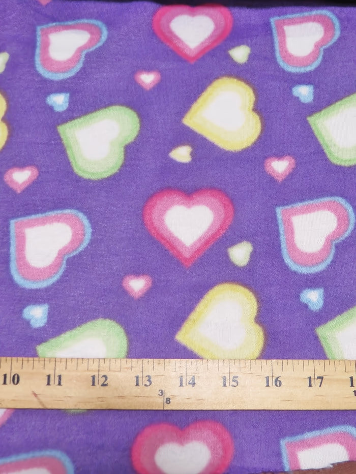 Falling For Hearts Purple Fleece Fabric