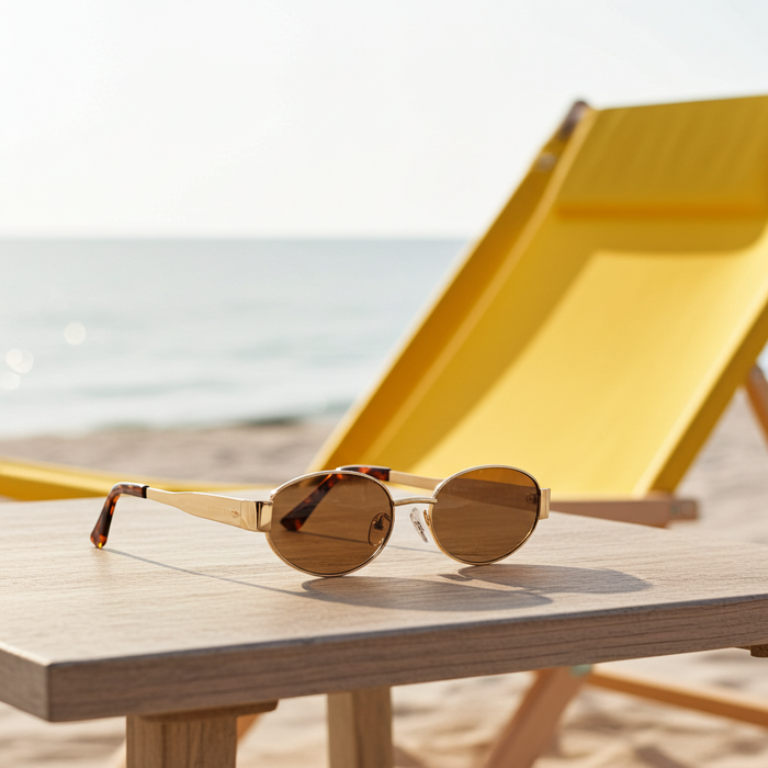 Faye Oval Frame Sunglasses in Brown