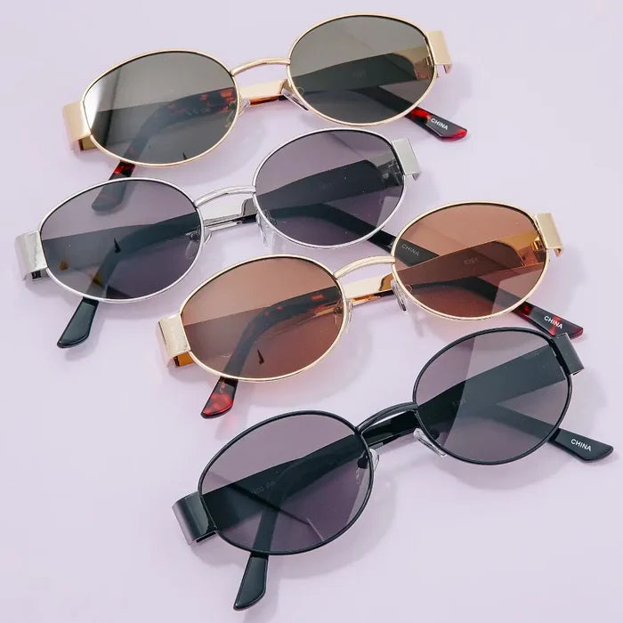 Faye Oval Frame Sunglasses in Silver - Madison's Niche