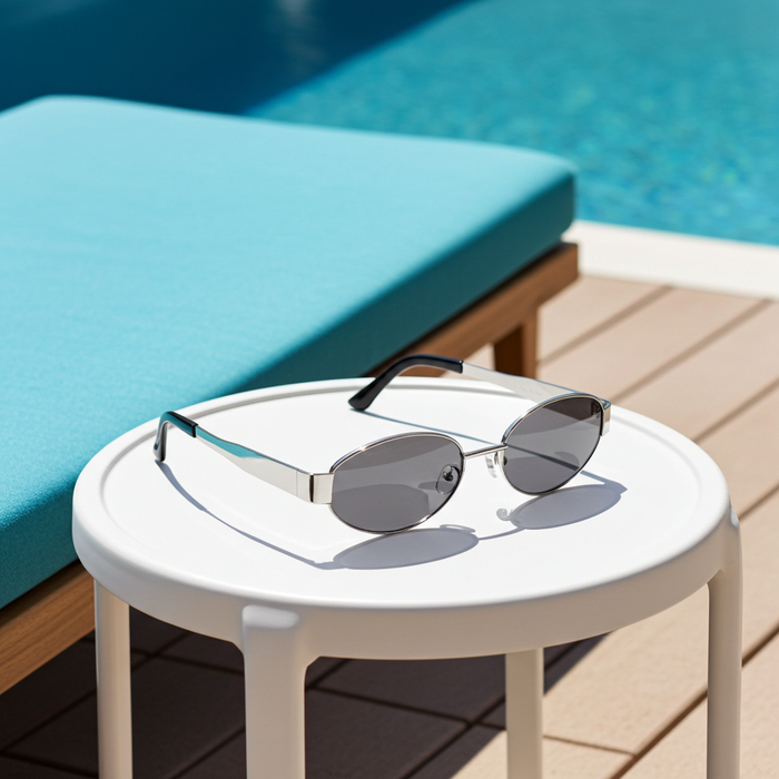 Faye Oval Frame Sunglasses in Silver