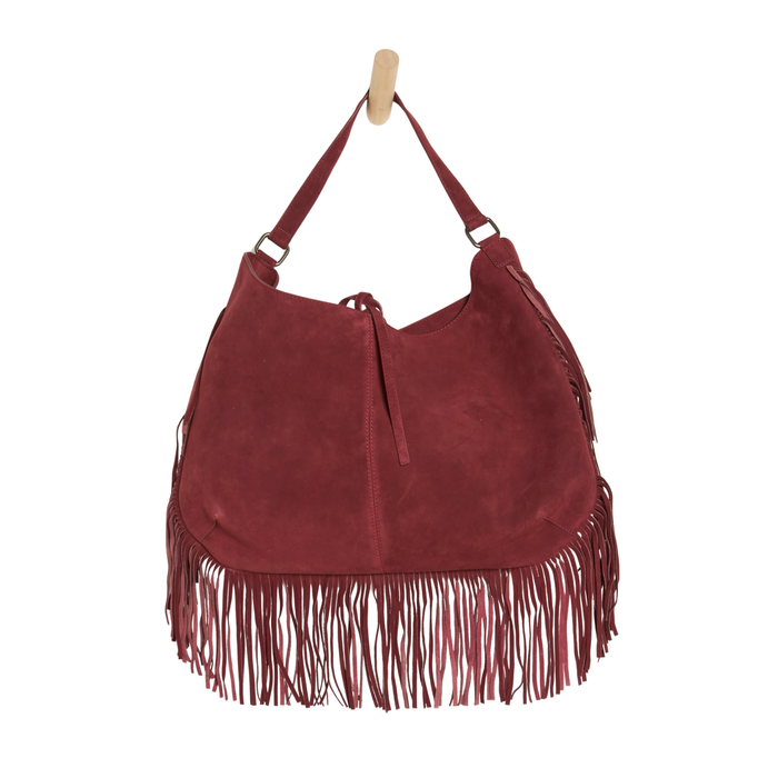 Finn Fringe Shoulder Bag in Chilled Merlot