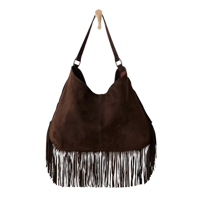 Finn Fringe Shoulder Bag in Espresso