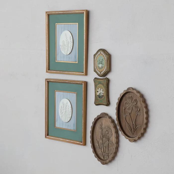 Floral Art Antique Gold Finish Framed - Madison's Niche