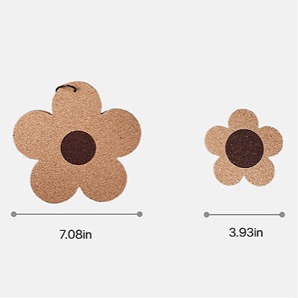Front view of two  Flower Cork Coaster with different size.