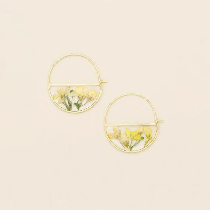Flower Hoop Earring in Yellow - Madison's Niche
