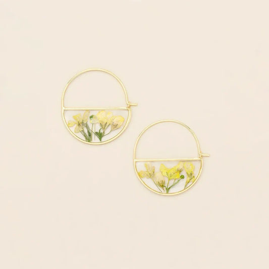 Flower Hoop Earring in Yellow - Madison's Niche