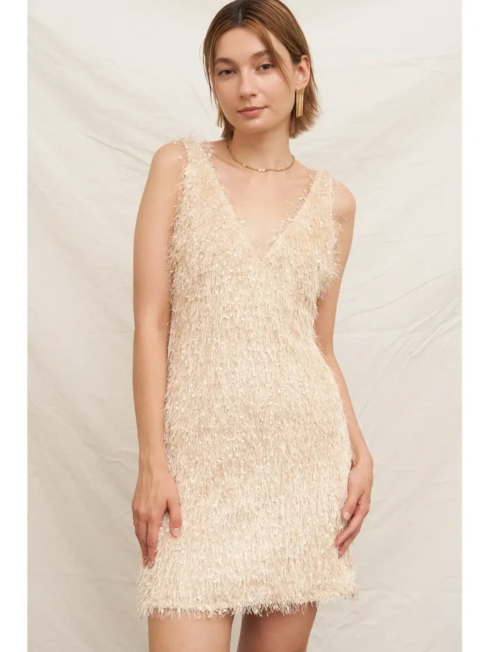 Fluffy Fringe Mini Dress - Madison's Niche
