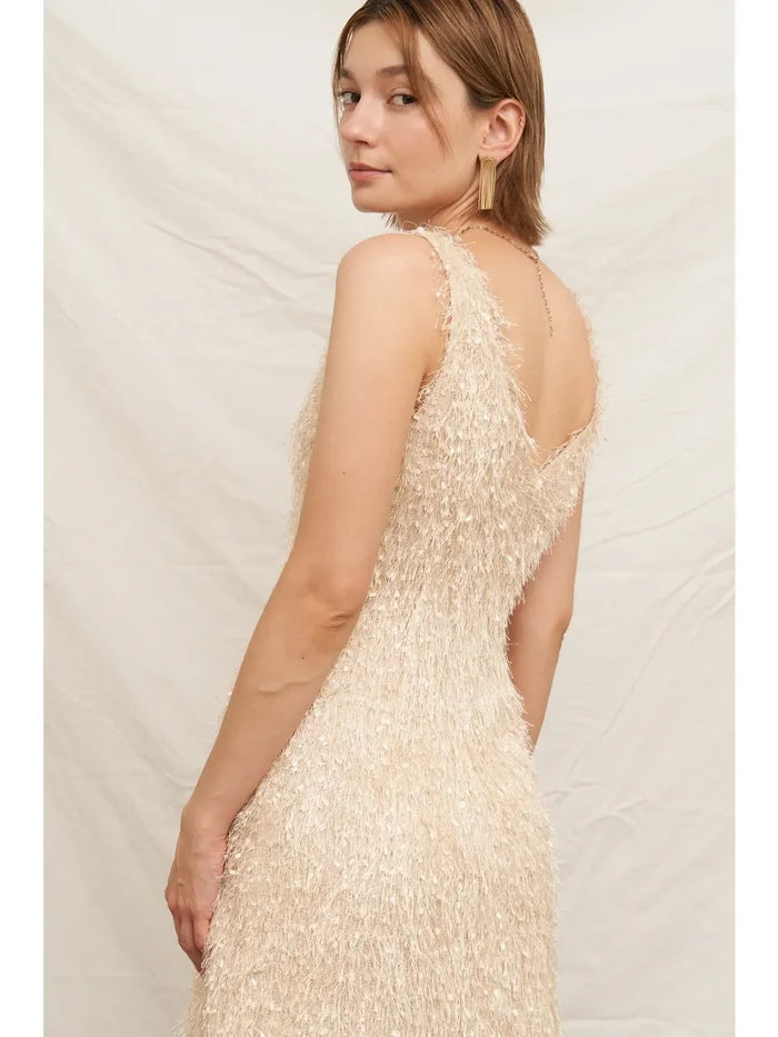 Fluffy Fringe Mini Dress - Madison's Niche