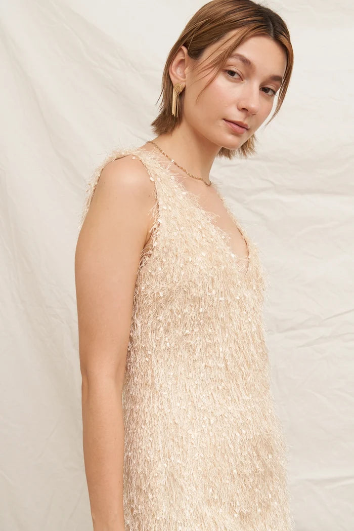 Fluffy Fringe Mini Dress - Madison's Niche