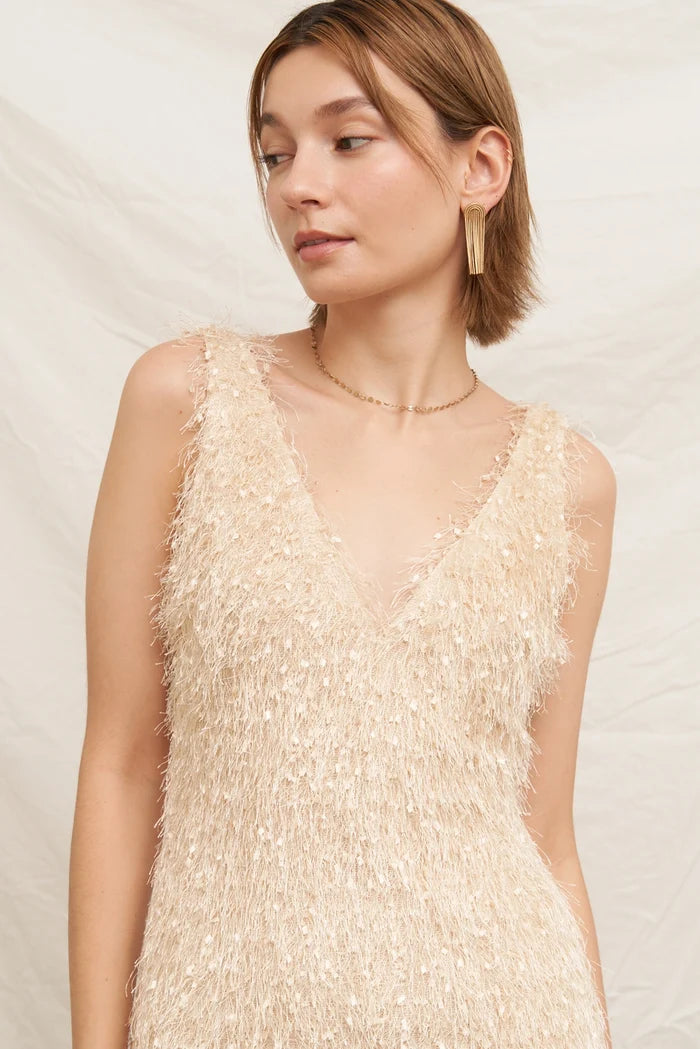 Fluffy Fringe Mini Dress - Madison's Niche