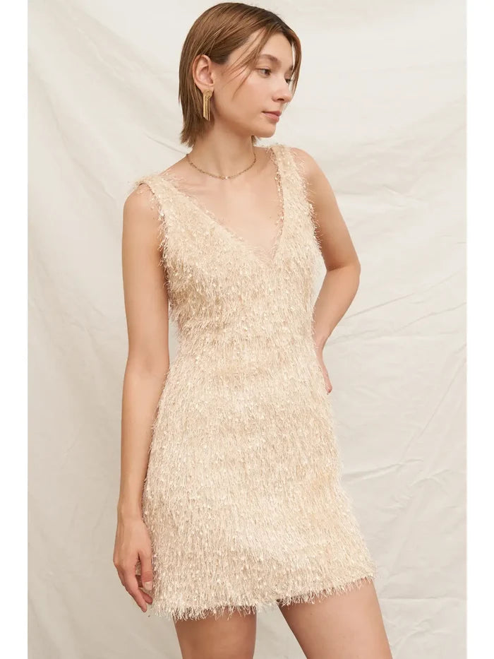Fluffy Fringe Mini Dress - Madison's Niche