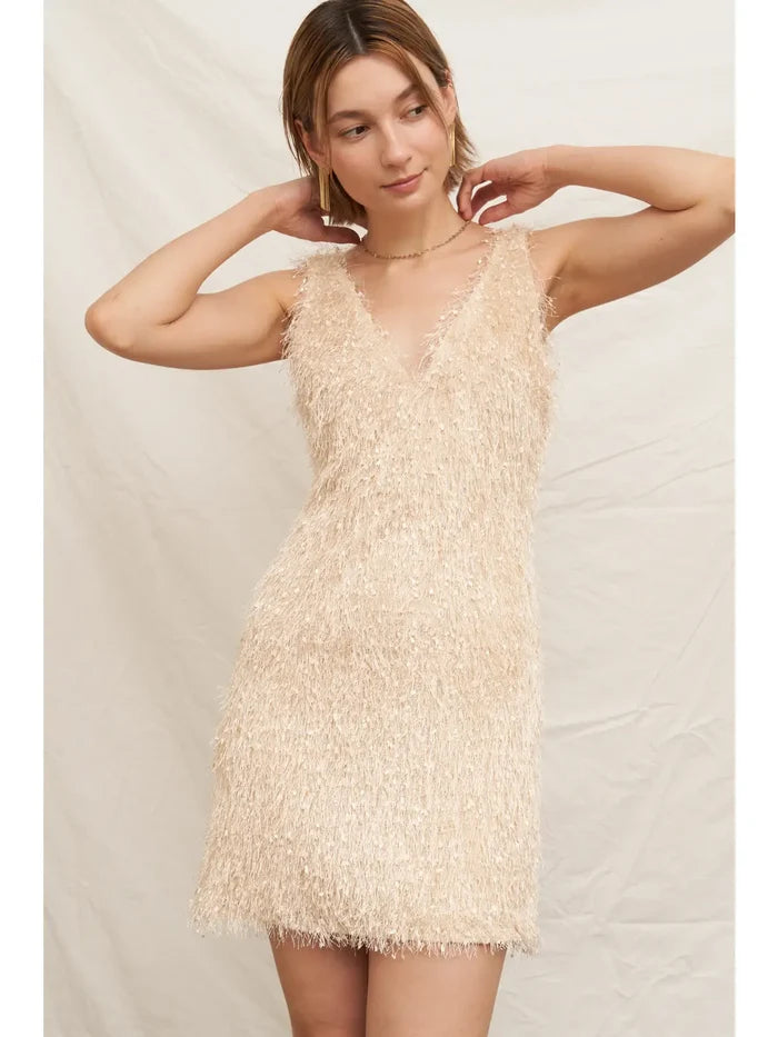 Fluffy Fringe Mini Dress - Madison's Niche