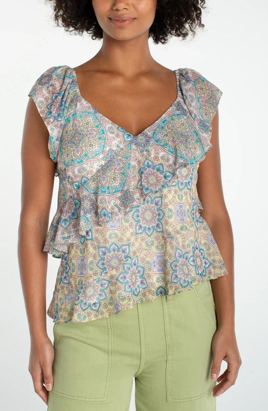 Flutter Sleeve Draped Blouse - Madison's Niche