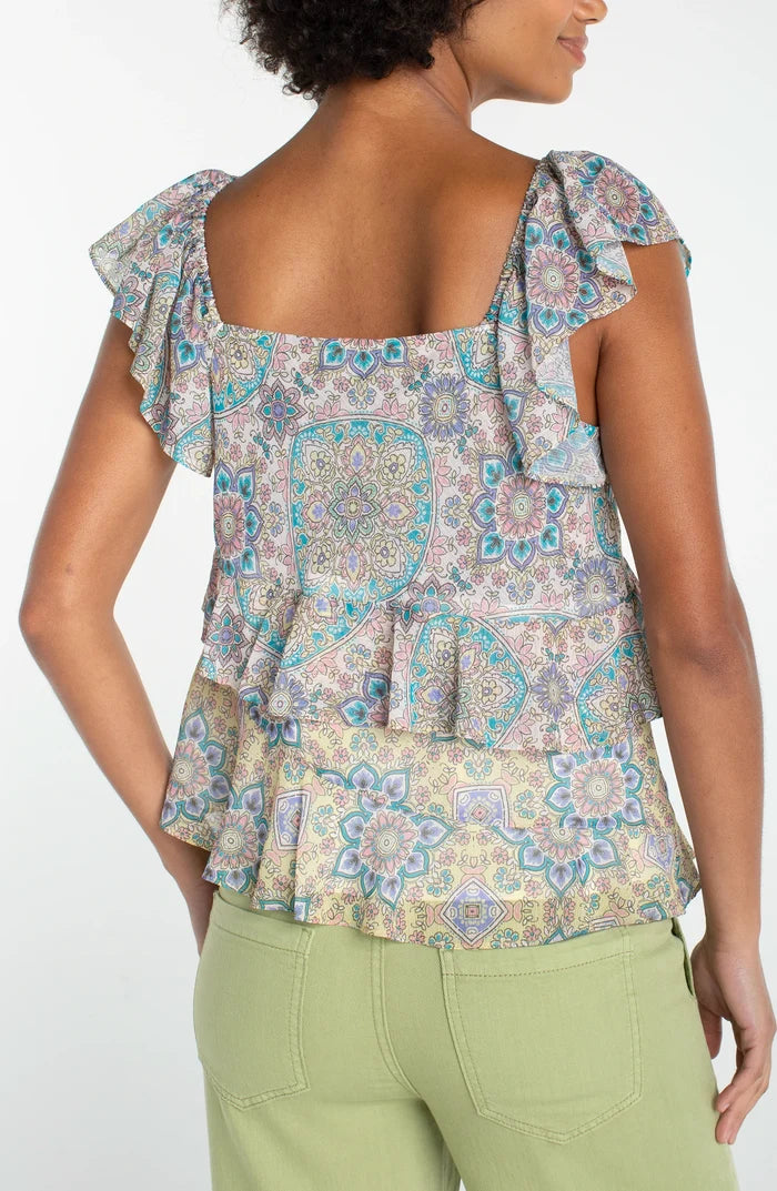 Flutter Sleeve Draped Blouse - Madison's Niche
