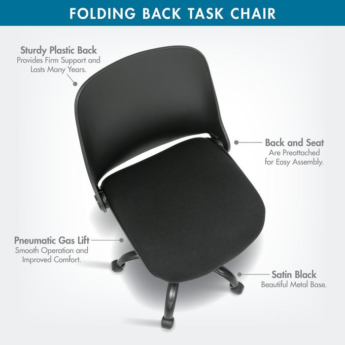 Folding Back Task Chair Black