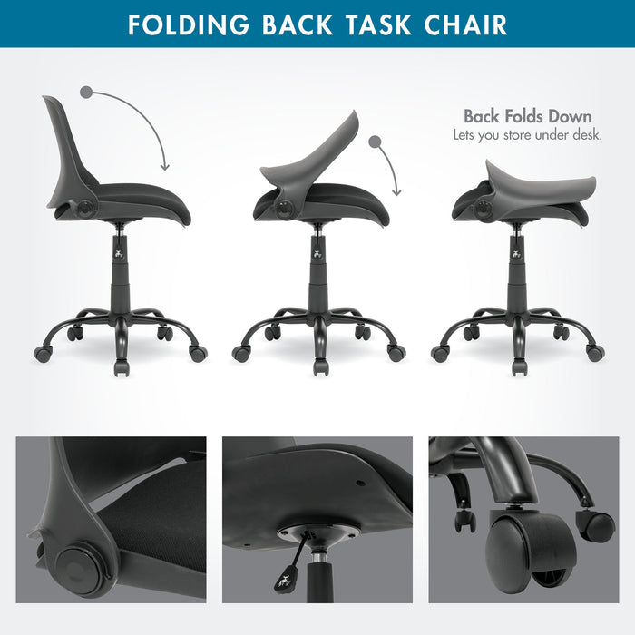 Folding Back Task Chair Black