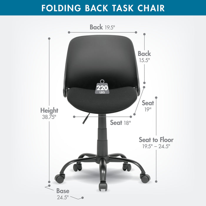 Folding Back Task Chair Black