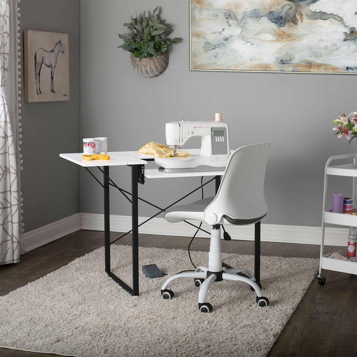 Folding Back Task Chair White / Grey