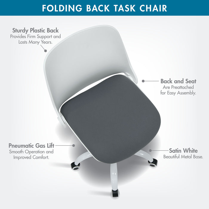 Folding Back Task Chair White / Grey