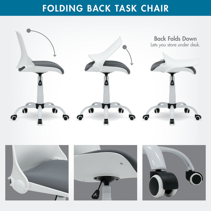 Folding Back Task Chair White / Grey