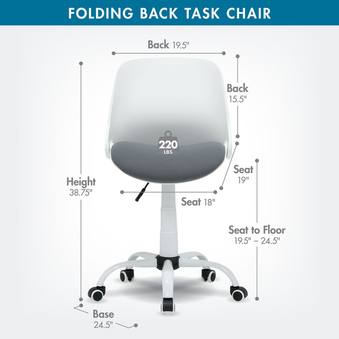 Folding Back Task Chair White / Grey