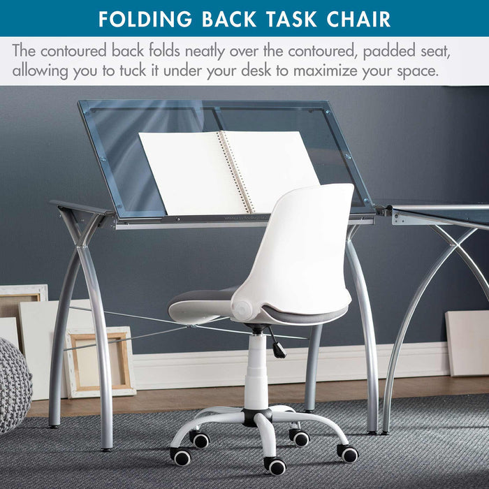 Folding Back Task Chair White / Grey